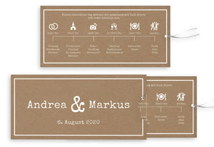 Hochzeitskarte Kraftpapier "Zeitstrahl in Weiß" - Hochzeitskarte Kraftpapier "Zeitstrahl in Weiß" - kartendruckshop.de