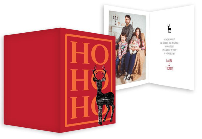 Hirsch - Weihnachtskarte HOHOHO