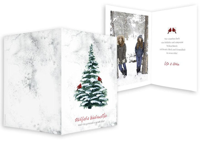 Tannenbaum - Schnee - Weihnachtskarte mit Foto