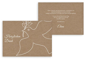 Danksagungskarte zur Kommunion "Weiße Taube" - Kraftpapier